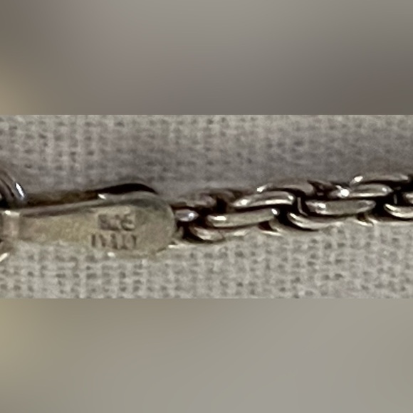 Signed SJ Sterling & Dichroic Pendant w/ 925 23 1/2” Rope Chain Necklace - Picture 11 of 12